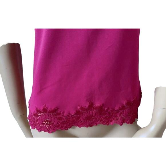 Coldwater Creek Pink Lace Trim Tank Top Womens XS Sleeveless Stretch Scoop Neck - Picture 4 of 5